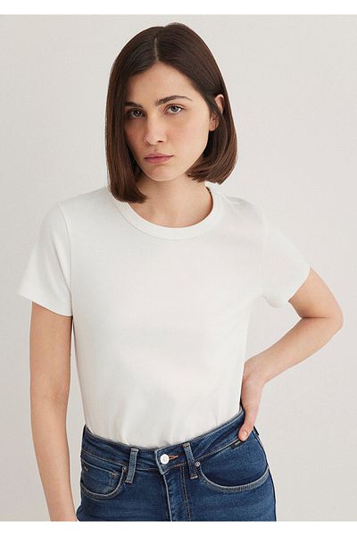 Mavi Μπλουζάκι White Crew Neck Slim Fit - 1612707 -70057