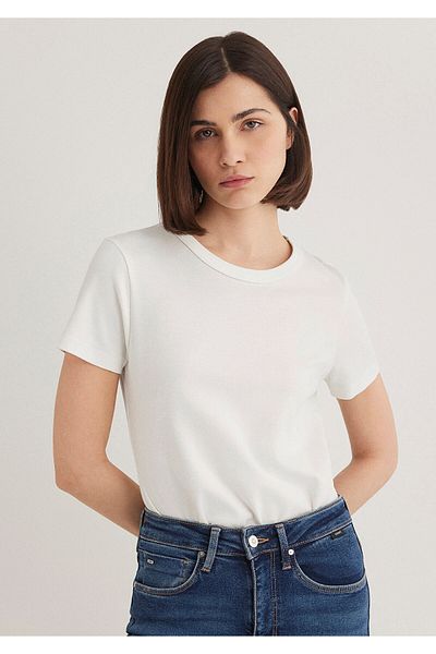 Mavi Μπλουζάκι White Crew Neck Slim Fit - 1612707 -70057