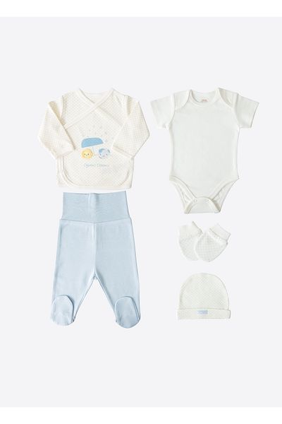 kitikate Organic New Dreams 5-Piece Bodysuit Set Blue