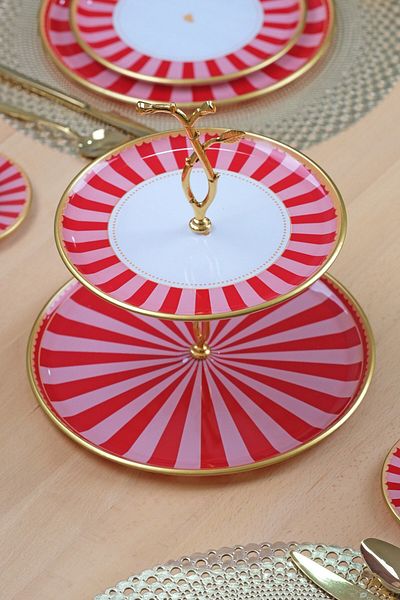Glore Pink Line Layered Cookie Plate Presentation Plate