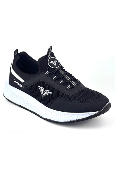 KAJILA Men's Black White Laceless Flexible Very Light Daily Sneaker Sports Shoes