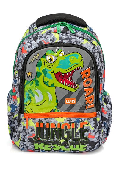 Wia Geantă pentru școala primară pentru băiat cu model de dinozaur verde