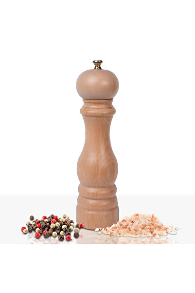 Glios Natural Ahşap Tuz Ve Karabiber El Değirmeni Öğütücü Grinder 22 Cm