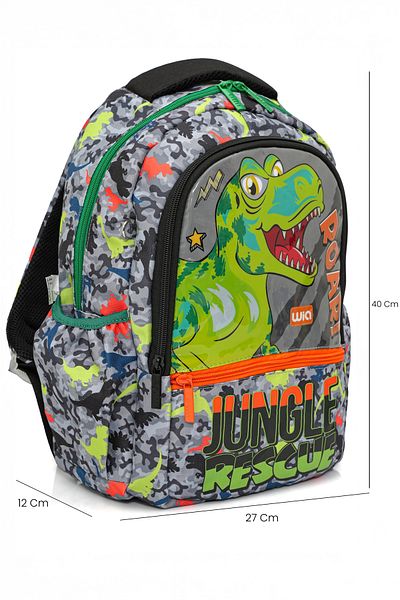 Wia Geantă pentru școala primară pentru băiat cu model de dinozaur verde