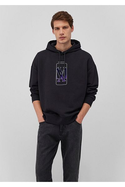 Mavi Hanorac imprimat cu logo negru - 0610958 -900