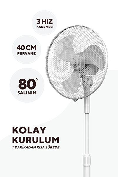 KUMTEL Beyaz Vantilatör 16'' (3P) Ktf-290