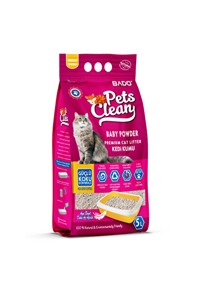 Cango Astenut litiera pisica Baby Powder 5 L – absorbtie superioara, parfum delicat, 99,5% fara praf