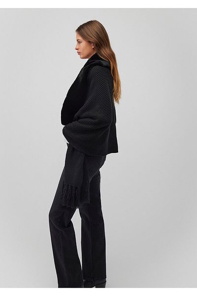 Mavi Faux Fur Detailed Black Poncho 195854-900