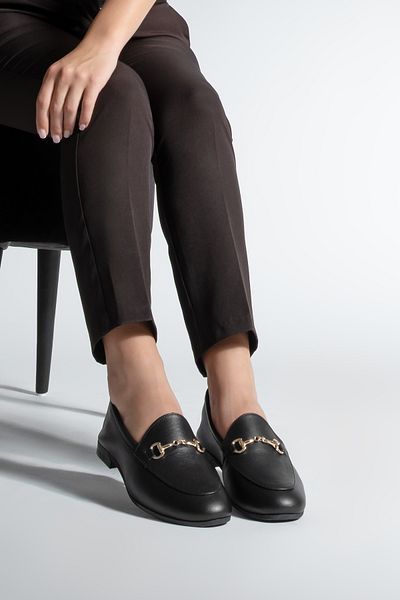 Marjin Mocasini cu lant din piele naturală de damă Pantofi casual Tanle Black