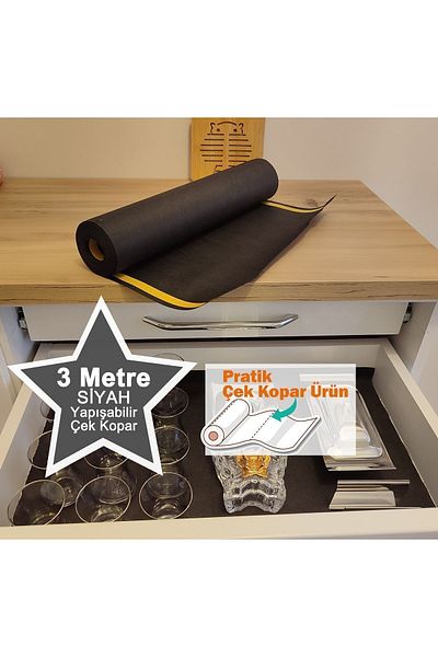 Perisfer Practical Plucker Black 3m Adhesive Drawer Cabinet Organizer/shelf Cover Non-Slip Non-Slip Kitchen