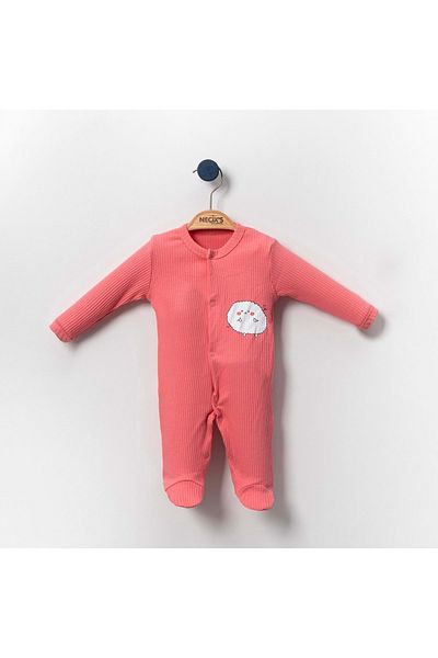 NECİXS BEBEE Kuzulu Triple Jumpsuit Set with Booties Fuchsia