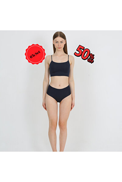 SENFONİ HOMEWEAR Ψηλόμεση Basic Laser Cut εσώρουχα μπικίνι 6 Συσκευασία