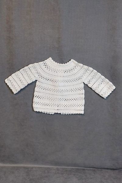 Uretti - Talia 8659 4701 Hand Knitted Cotton Thread Girl's White Cardigan - 0-6 Months