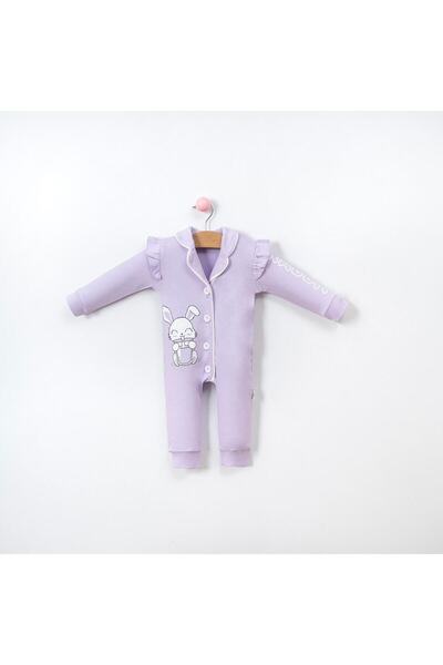 Sparrow Laurel Kız Bebek Tavşan Baskılı Önden Düğmeli Mevsimlik Penye Pijama, Uyku Tulumu;bebek Tulum (3-24 AY)