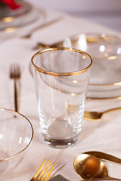Rakle Gold Gilded 4-Piece Soft Drink Glass Set 400 Cc