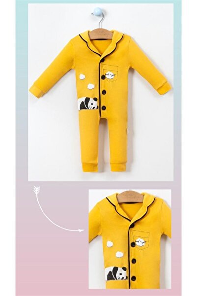Sparrow Laurel Erkek Bebek Panda Baskılı Önden Düğmeli Mevsimlik Penye Pijama...