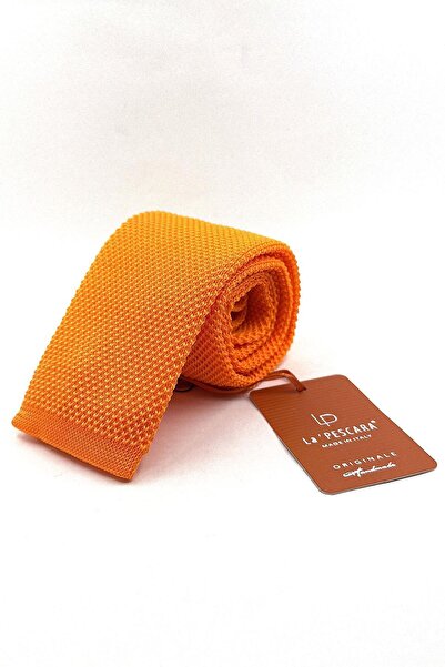 La Pescara Orange Plain Weave Tie Ör8348
