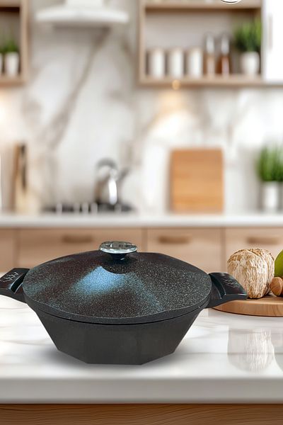 COCİNERO 3119 Casting 26 cm Flattened Pot Quartz Black