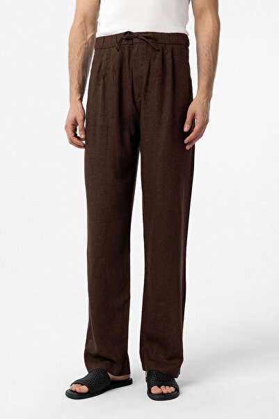 S13 Store Waist-Tie Linen Blend Baggy Men's Trousers