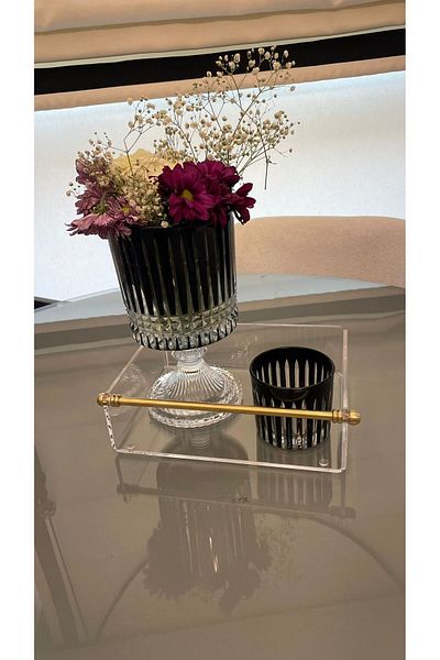 innossa pleksi dekorasyon 5 mm Transparent Plexi Mini Organizer with Brass Handle