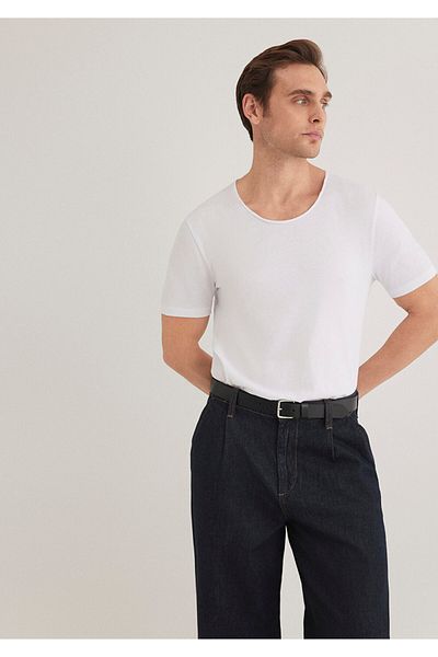 Mavi Tricou alb cu detaliu guler, croială mulată 064019 -620