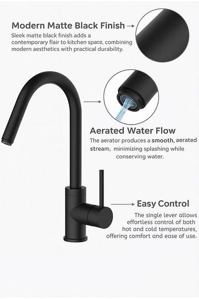 HESANIT Pull-Out Kitchen Mixer Matt Black