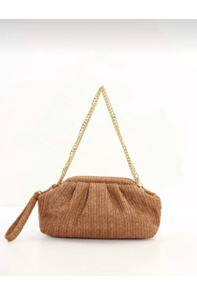 Swaggo collections Kadın Hasır Örgülü Burslu El ve Omuz Çantası