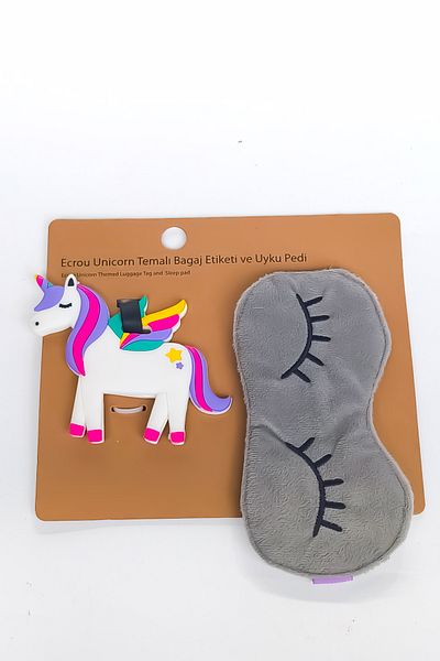 Ecrou Etichetă pentru bagaje și bandă de dormit cu tematică unicorn