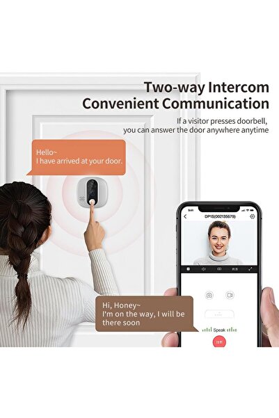 BYRTECH Akıllı Kablosuz Dijital Kapı Dürbünü ve Zil Seti | HD Ekranlı Hareket Algılayıcılı Kamera