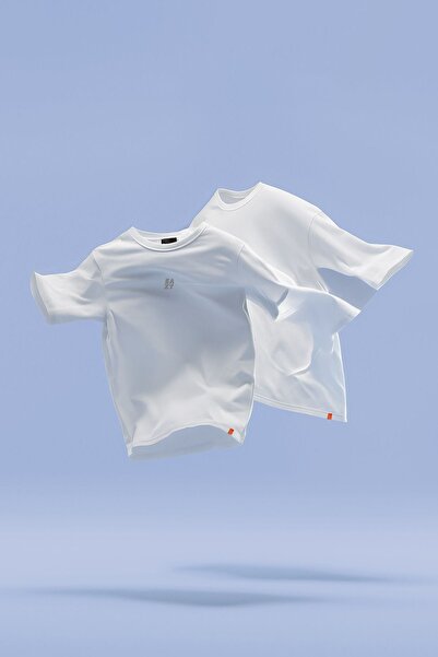 Eazy Co Tricou oversize alb unisex Eazy Basic cu imprimeu în relief - mânecă scurtă