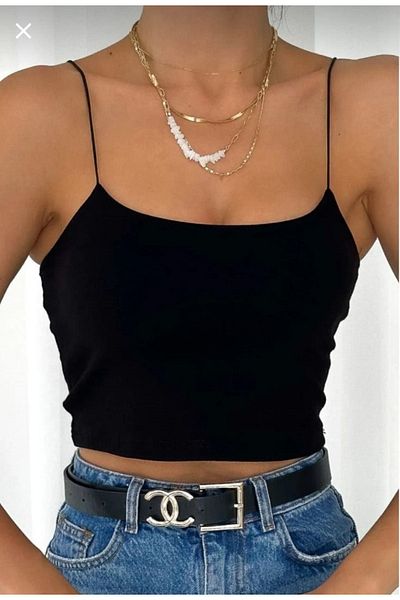 İpeqCollection Set de 2 bluze din bumbac pieptănat Crop Bustier cu bretele Un set de calitate