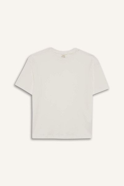DeFacto Girls Oversize Wide Fit Crew Neck Basic Plain Short Sleeve T-Shirt F8487A825Hs