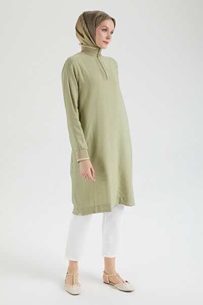 Armine Trend Çilek Kumaş Kol ve Yaka Detaylı Yazlık Tunik