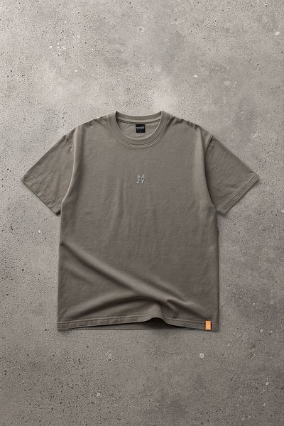 Eazy Co Unisex Stone Grey Extra Oversize με ανάγλυφο κοντομάνικο μπλουζάκι