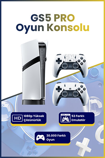 SEYUTECH Gs5 Pro Kablosuz Çift Kol Oyun Konsolu Uyumlu 4k-hdmı 53 Emulatör 30000 Oyunlu 2.4g Gaming Atari