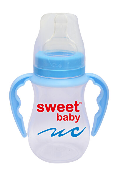 SWEET BABY Geniş Ağızlı Kulplu Biberon 250 ml Mavi