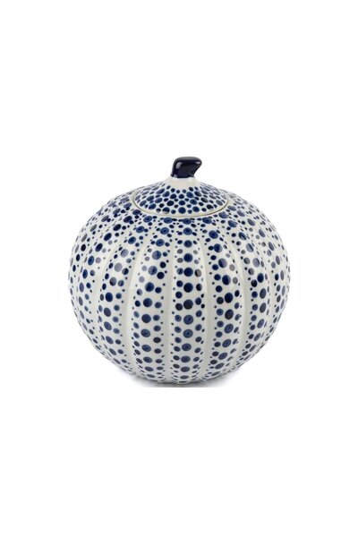 Mikasa Moor Mavi Noktalı Seramik Küp Kapaklı Vazo 19x20cm