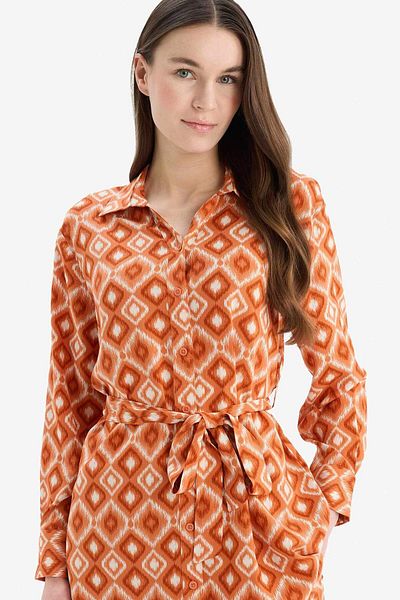 DeFacto Relax Fit Patterned Viscose Long Sleeve Tunic D9753Ax25Sm