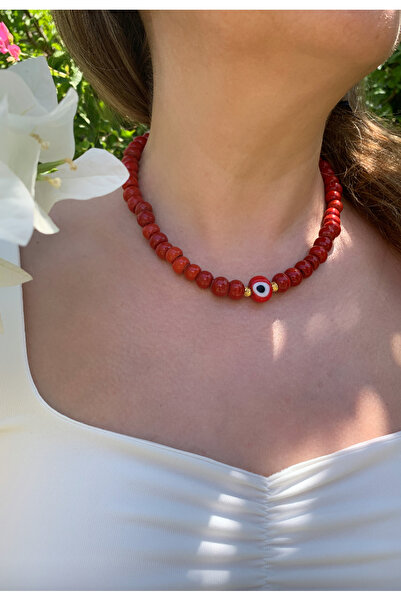 byebruketenci Deniz kolyesi kırmızı bodrum boncuk kolye