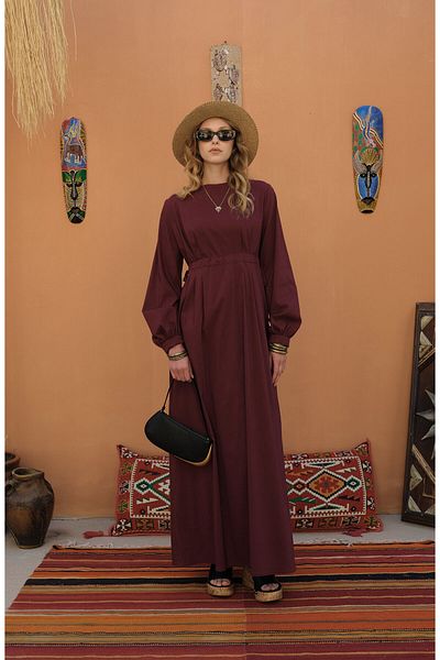 Fatma Atasoy Tunnel Gathered Cherry Cotton Dress