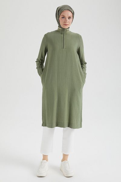 Armine Trend Strawberry Fabric Summer Tunic with Sleeve and Collar Detail