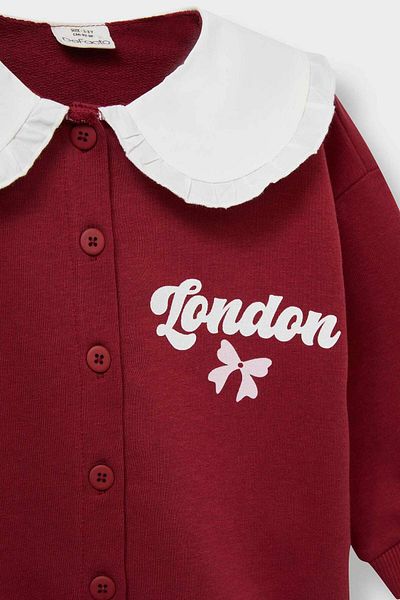 DeFacto Baby Girl Big Collar Printed Buttoned Cardigan F3756A525Au