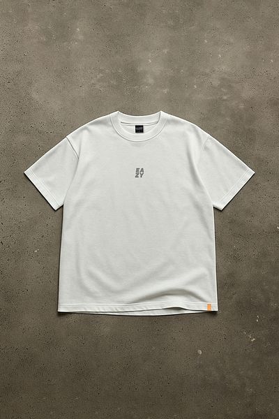 Eazy Co White Unisex Eazy Basic Embossed Printed Oversize T-shirt - Short Sleeve