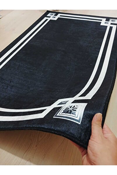 Ardizayn Talya - Black 70x120cm Non-Slip, Non-Spill, Cotton Woven Base Bathroom Rug