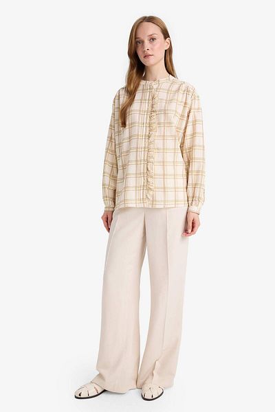 DeFacto Relax Fit Plaid Pattern Long Sleeve Tunic F4868Ax25Au