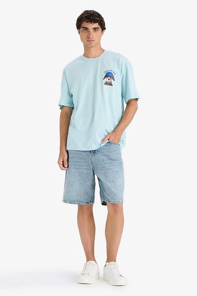 DeFacto Tricou cu mânecă scurtă imprimat cu decolteu rotund, 100% bumbac F4533AX25SM