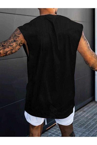 Shine Stone Men's Oversize Tank Top - Black Vertical Stripes