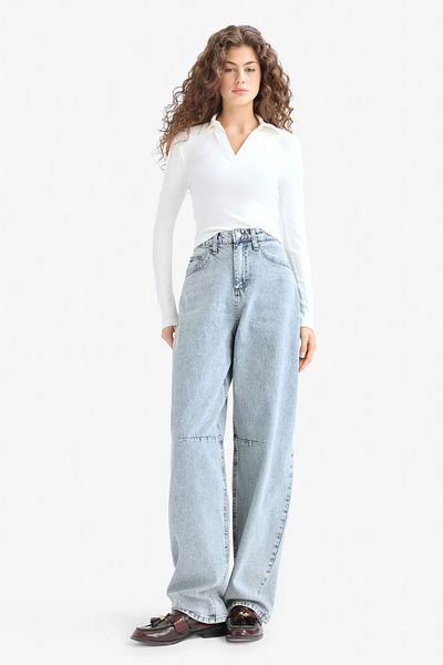 DeFacto Baggy Fit High Waist Long Jean Washed Trousers E9164Ax25Au