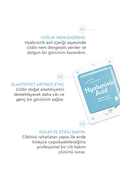 Mjcare On Hyaluronic Acid Mask - Hyalüronik Asit Özlü Yüz Maskesi 10'lu