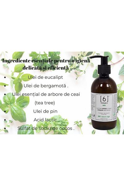 6biologico Gel Intim Bărbați 200 ml 100% – Eucalipt & Arbore De Ceai, Ph Echilibrat & Prospețime